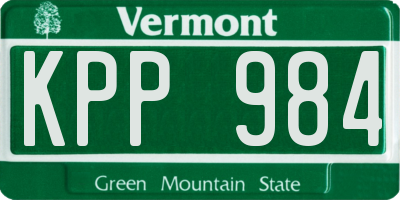 VT license plate KPP984