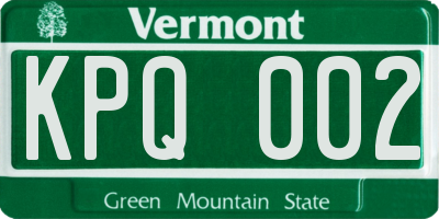 VT license plate KPQ002