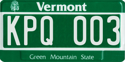 VT license plate KPQ003