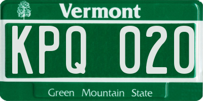 VT license plate KPQ020