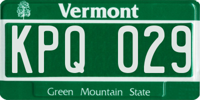 VT license plate KPQ029