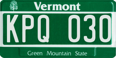 VT license plate KPQ030