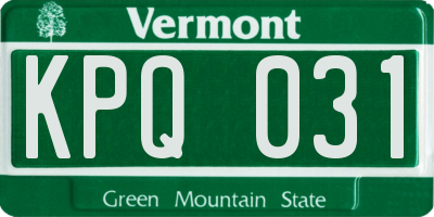 VT license plate KPQ031