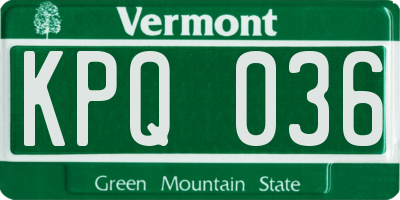VT license plate KPQ036