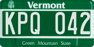 VT license plate KPQ042