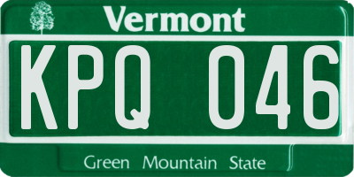 VT license plate KPQ046