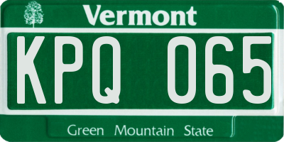 VT license plate KPQ065
