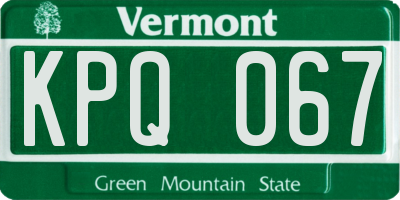 VT license plate KPQ067
