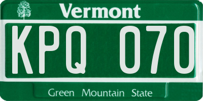 VT license plate KPQ070