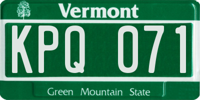 VT license plate KPQ071