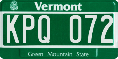VT license plate KPQ072