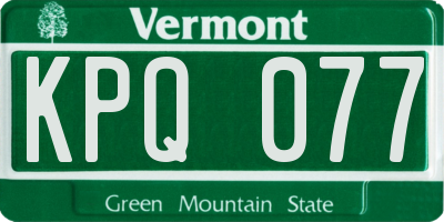 VT license plate KPQ077