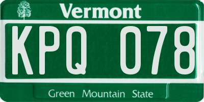 VT license plate KPQ078
