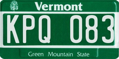 VT license plate KPQ083