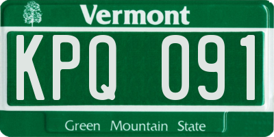 VT license plate KPQ091