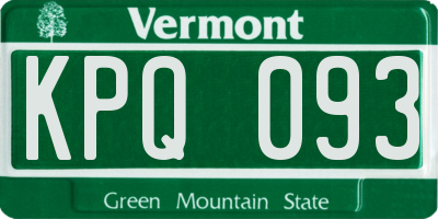 VT license plate KPQ093
