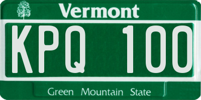 VT license plate KPQ100