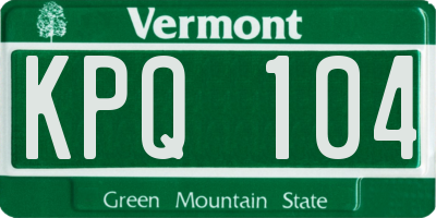 VT license plate KPQ104