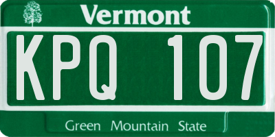 VT license plate KPQ107