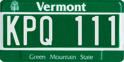 VT license plate KPQ111