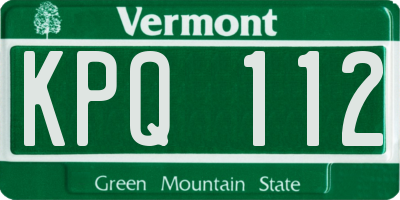 VT license plate KPQ112