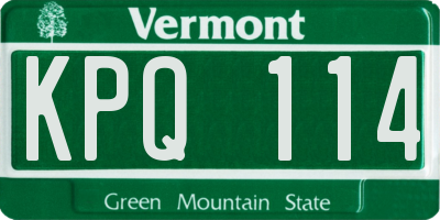 VT license plate KPQ114