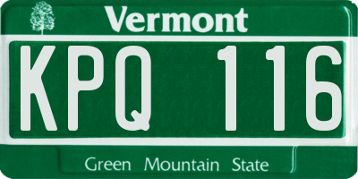 VT license plate KPQ116