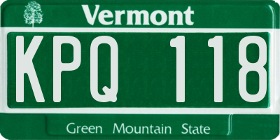 VT license plate KPQ118