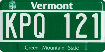 VT license plate KPQ121