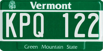 VT license plate KPQ122