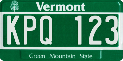 VT license plate KPQ123