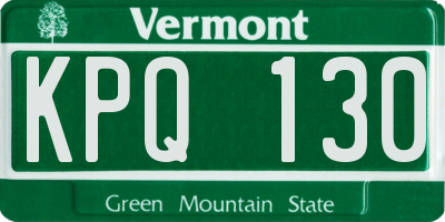VT license plate KPQ130