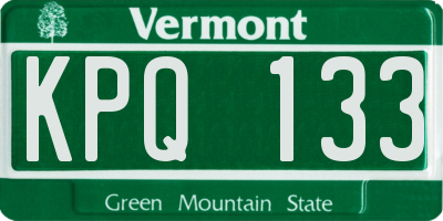 VT license plate KPQ133