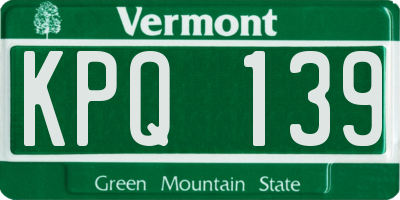 VT license plate KPQ139