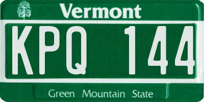 VT license plate KPQ144
