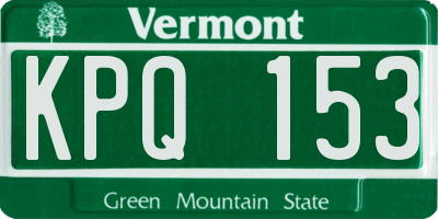 VT license plate KPQ153