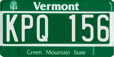 VT license plate KPQ156