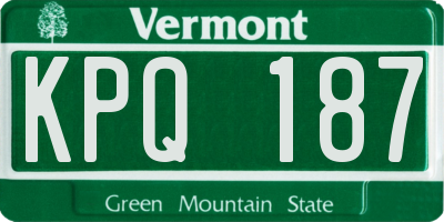 VT license plate KPQ187