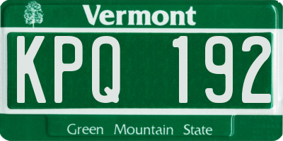 VT license plate KPQ192