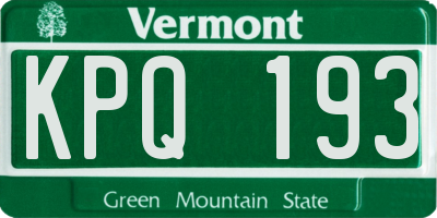 VT license plate KPQ193