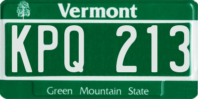 VT license plate KPQ213