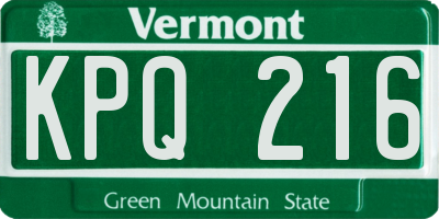 VT license plate KPQ216