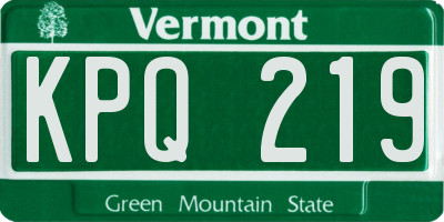 VT license plate KPQ219