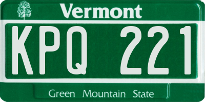 VT license plate KPQ221