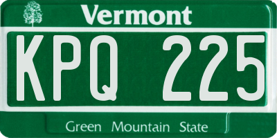 VT license plate KPQ225