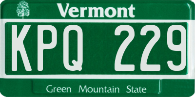 VT license plate KPQ229