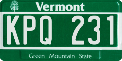 VT license plate KPQ231