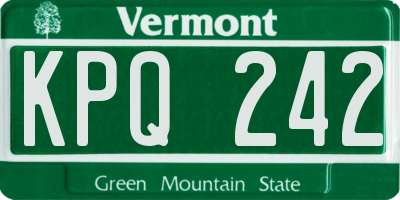 VT license plate KPQ242