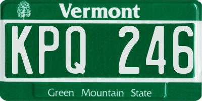 VT license plate KPQ246