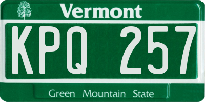VT license plate KPQ257